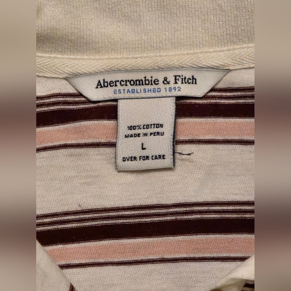 Abercrombie & Fitch Vintage Cream and Brown Striped Shirt - Picture 2 of 4